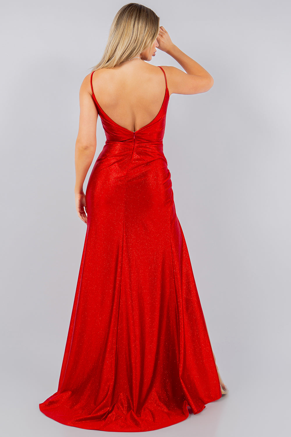 Cinderella Couture 8117J Glitter Long Formal Fitted Slit Prom Dress