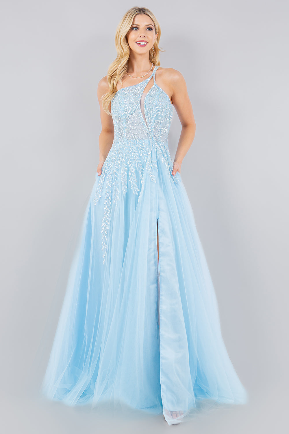 Cinderella Couture 8118J Sequin Long Formal A Line Prom Dress