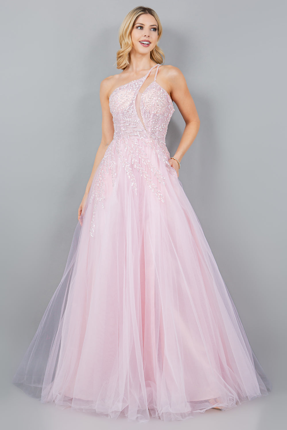 Cinderella Couture 8118J Sequin Long Formal A Line Prom Dress