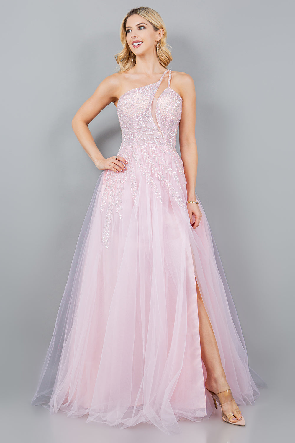 Prom Dresses Sequin Long Formal A Line Prom Dress Pink