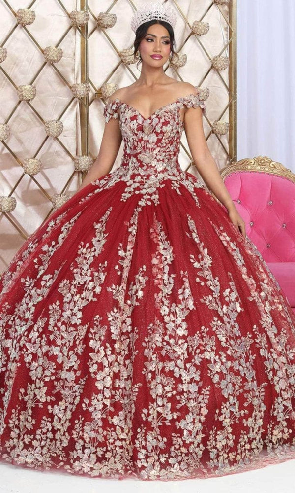 Off-the-Shoulder Floor-Length Tulle Quinceañera Ball Gown May Queen LK228