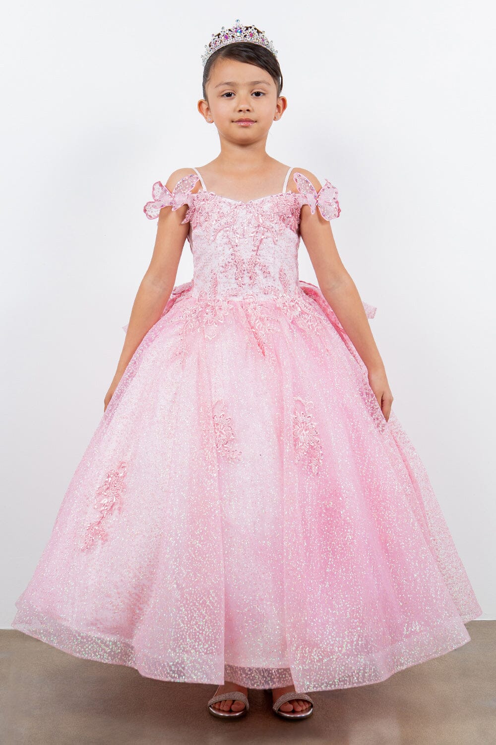 Cinderella Couture 8120 Glitter 3D Applique Flower Girl Dress