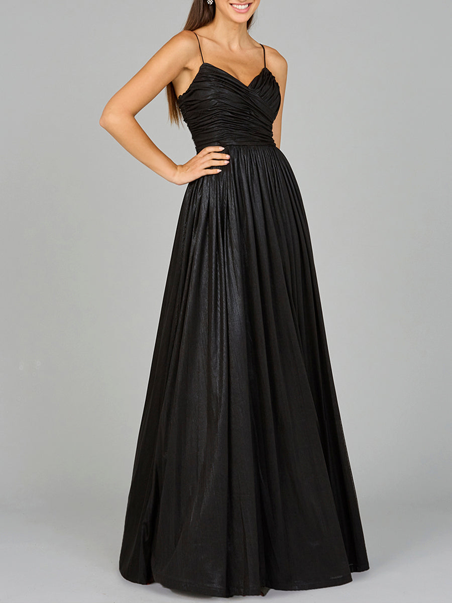 Lara Dresses 8120 A Line Long Formal Metallic Prom Dress