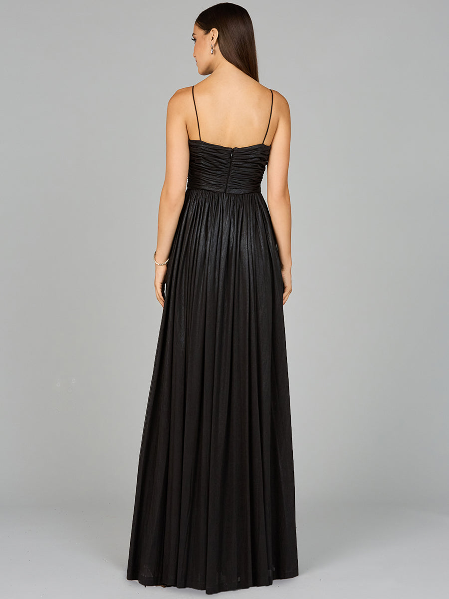 Lara Dresses 8120 A Line Long Formal Metallic Prom Dress