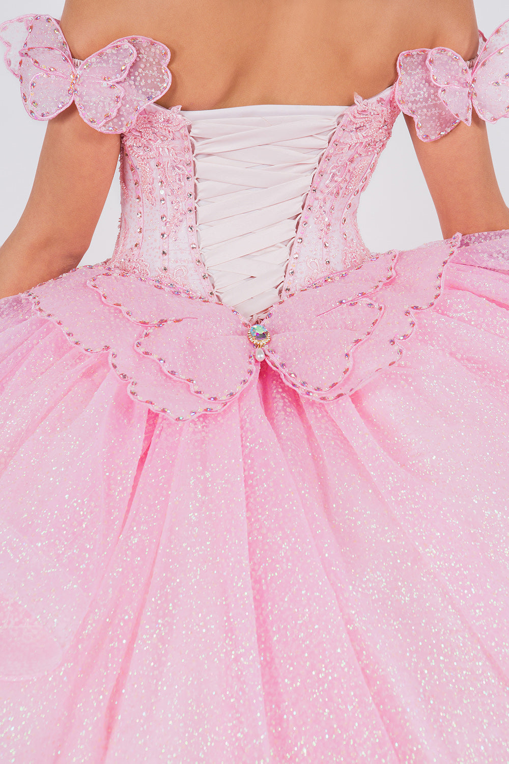 Quinceniera Dresses Long Quinceanera Beaded Applique Ball Gown Pink