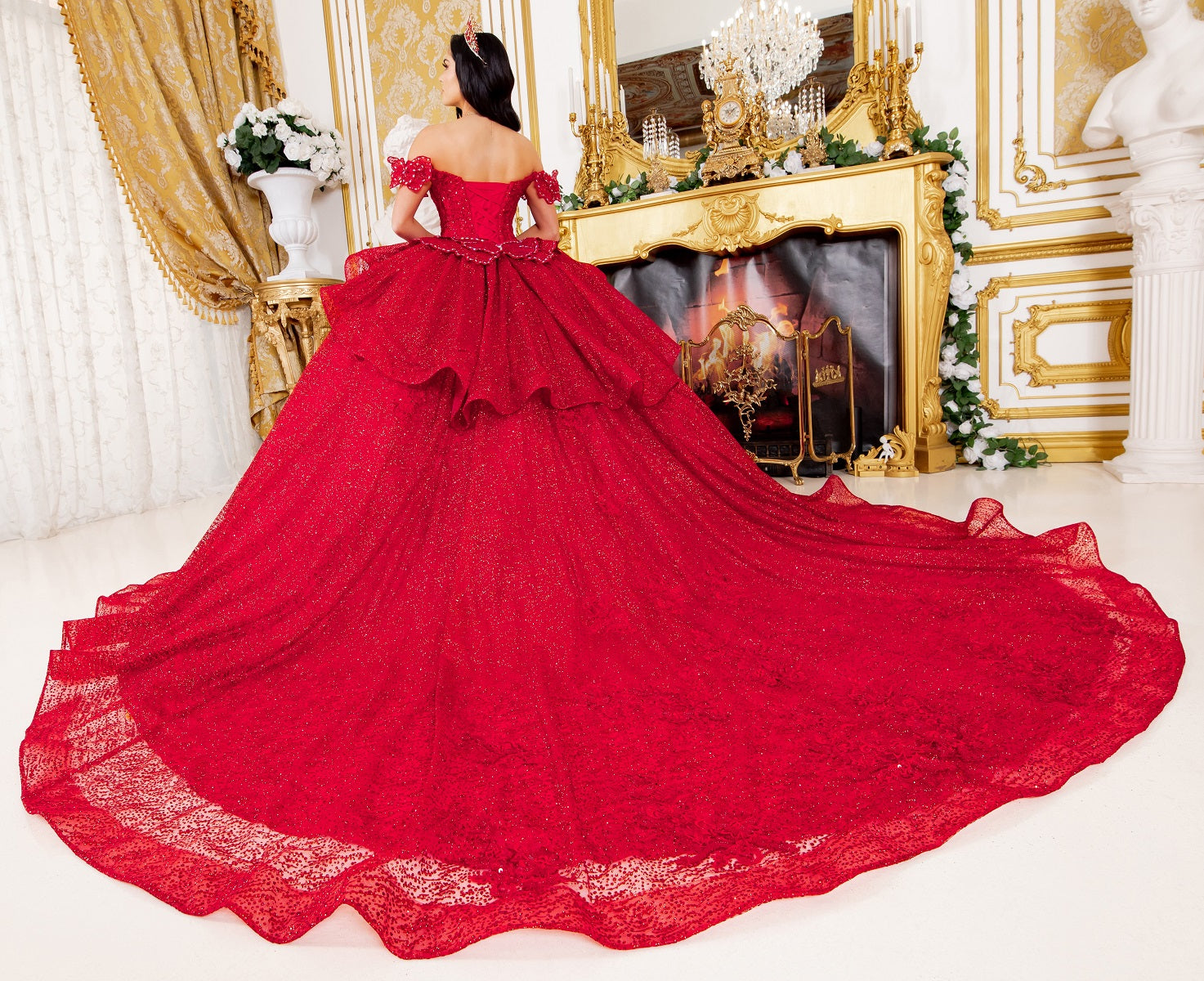 Quinceniera Dresses Long Quinceanera Beaded Applique Ball Gown Red