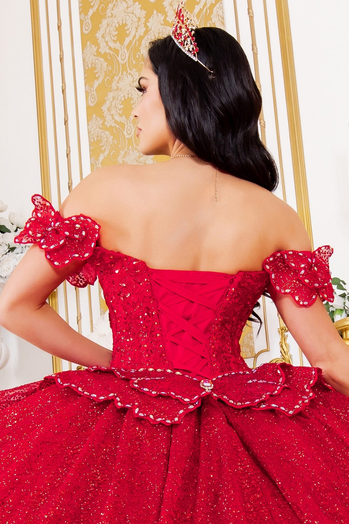 Quinceniera Dresses Long Quinceanera Beaded Applique Ball Gown Red