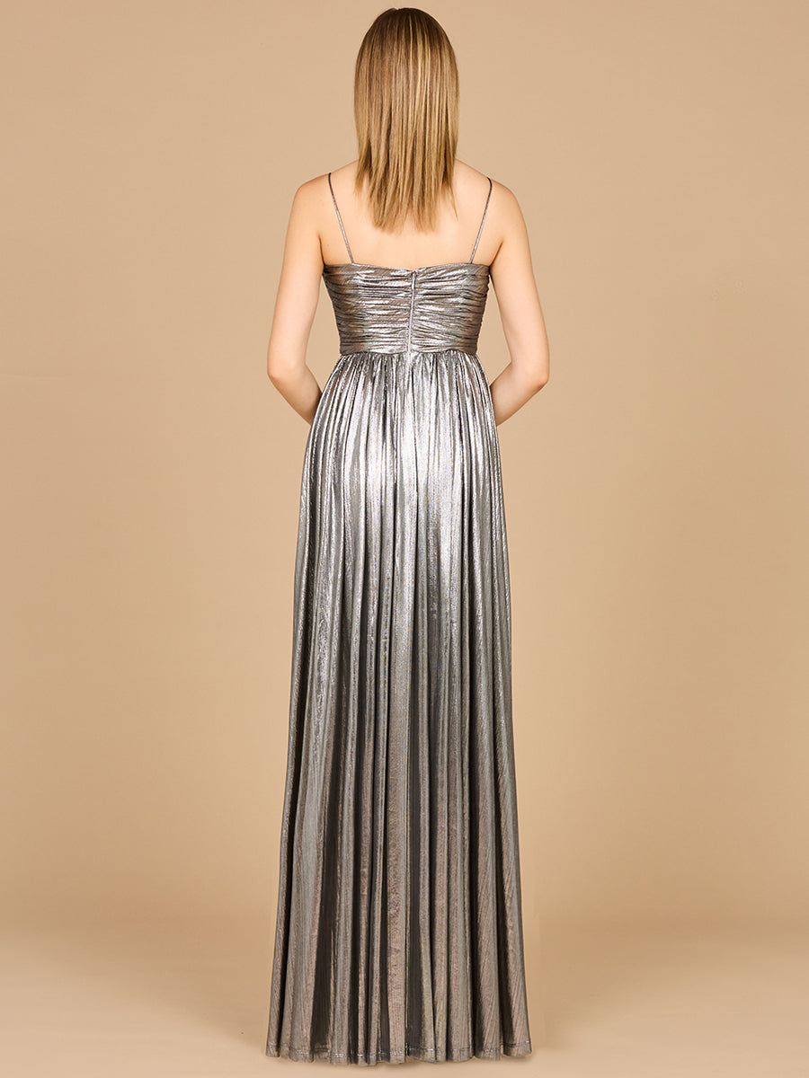 Lara Dresses 8120 A Line Long Formal Metallic Prom Dress