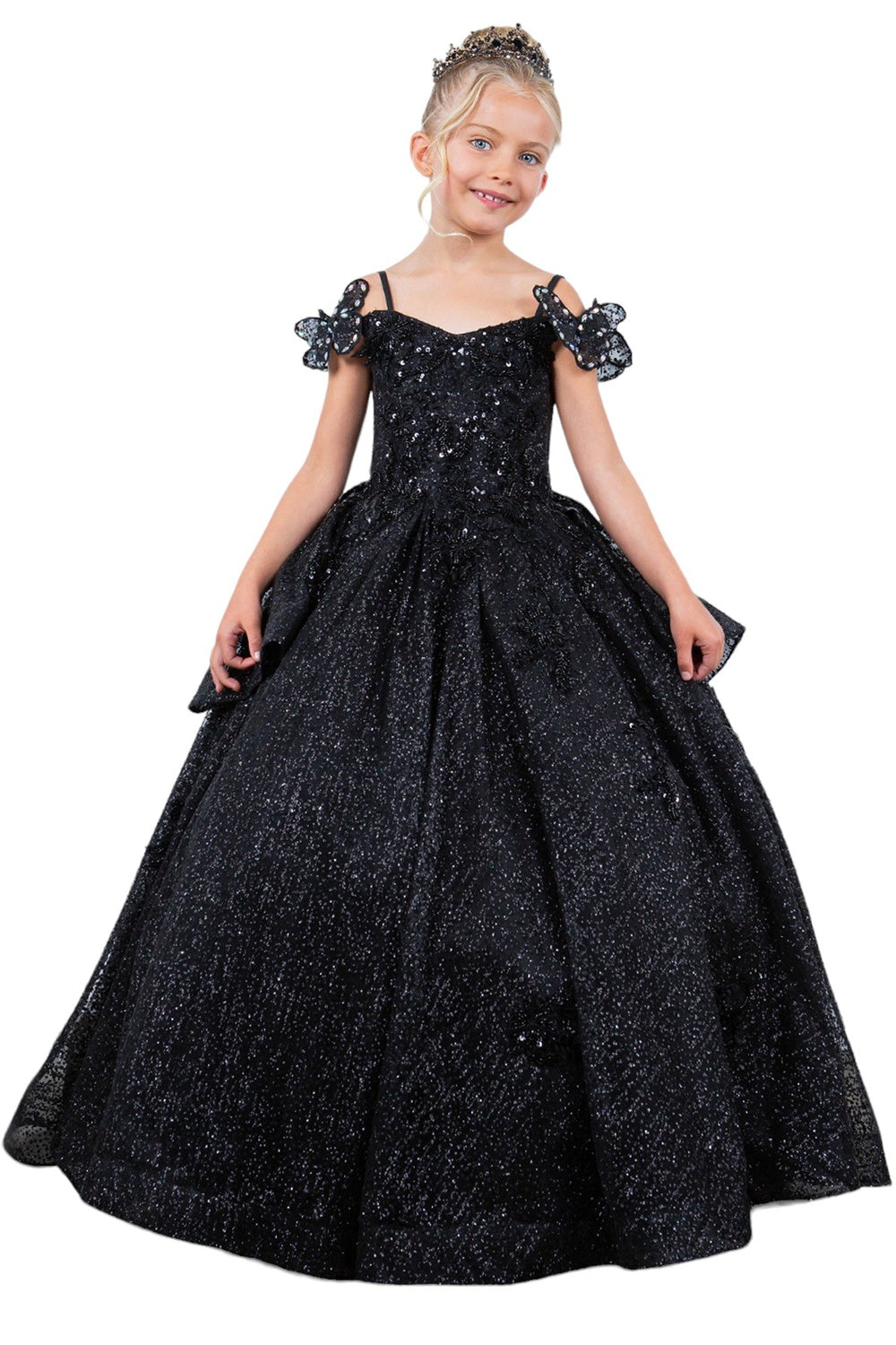 Cinderella Couture 8120 Glitter 3D Applique Flower Girl Dress