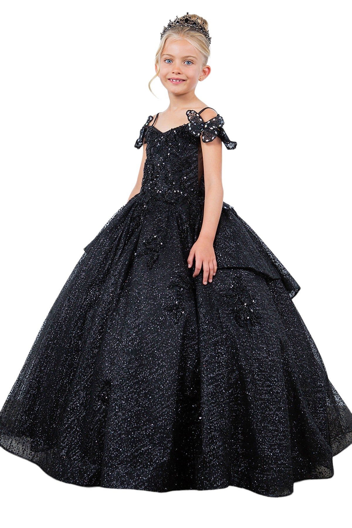 Cinderella Couture 8120 Glitter 3D Applique Flower Girl Dress