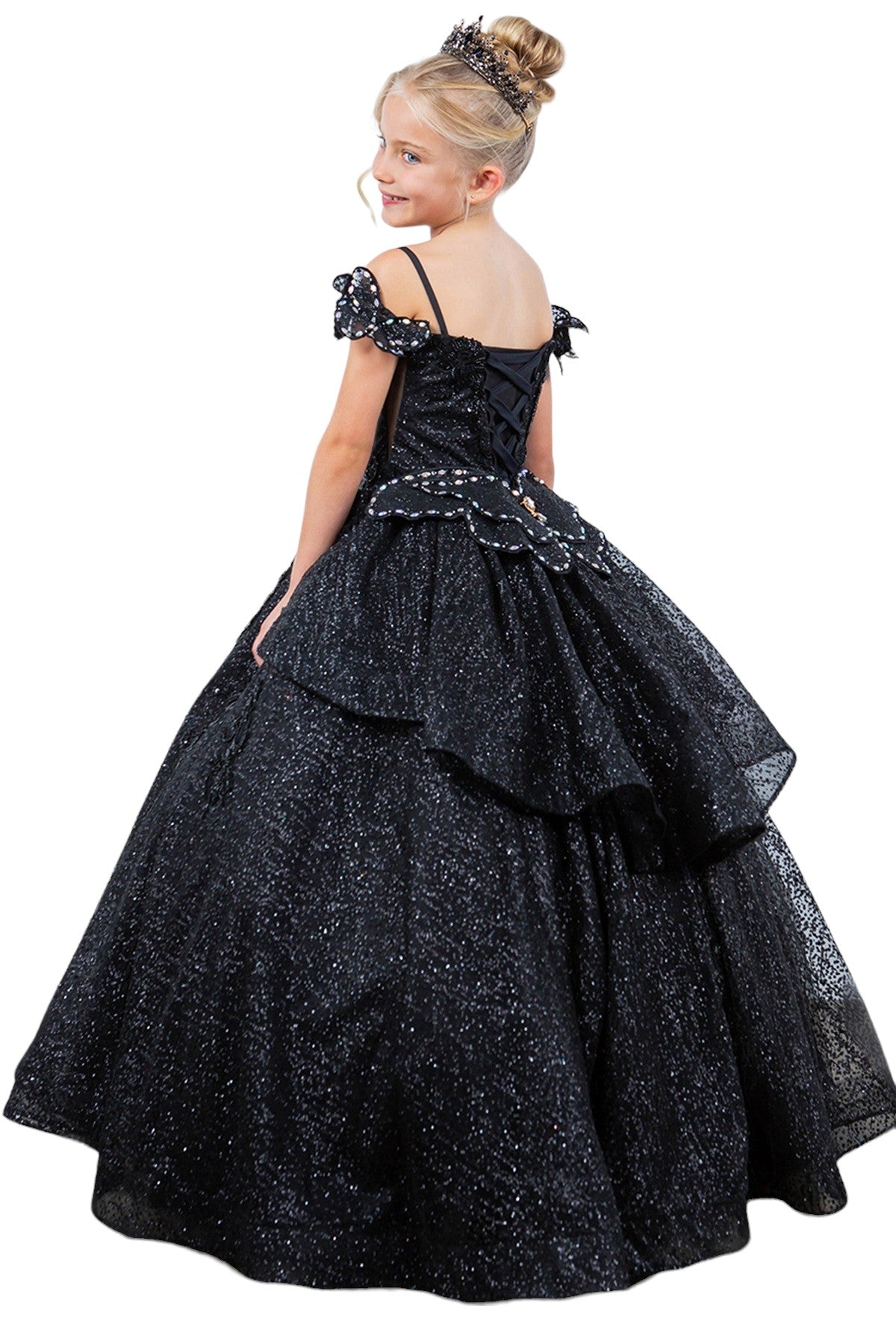 Cinderella Couture 8120 Glitter 3D Applique Flower Girl Dress