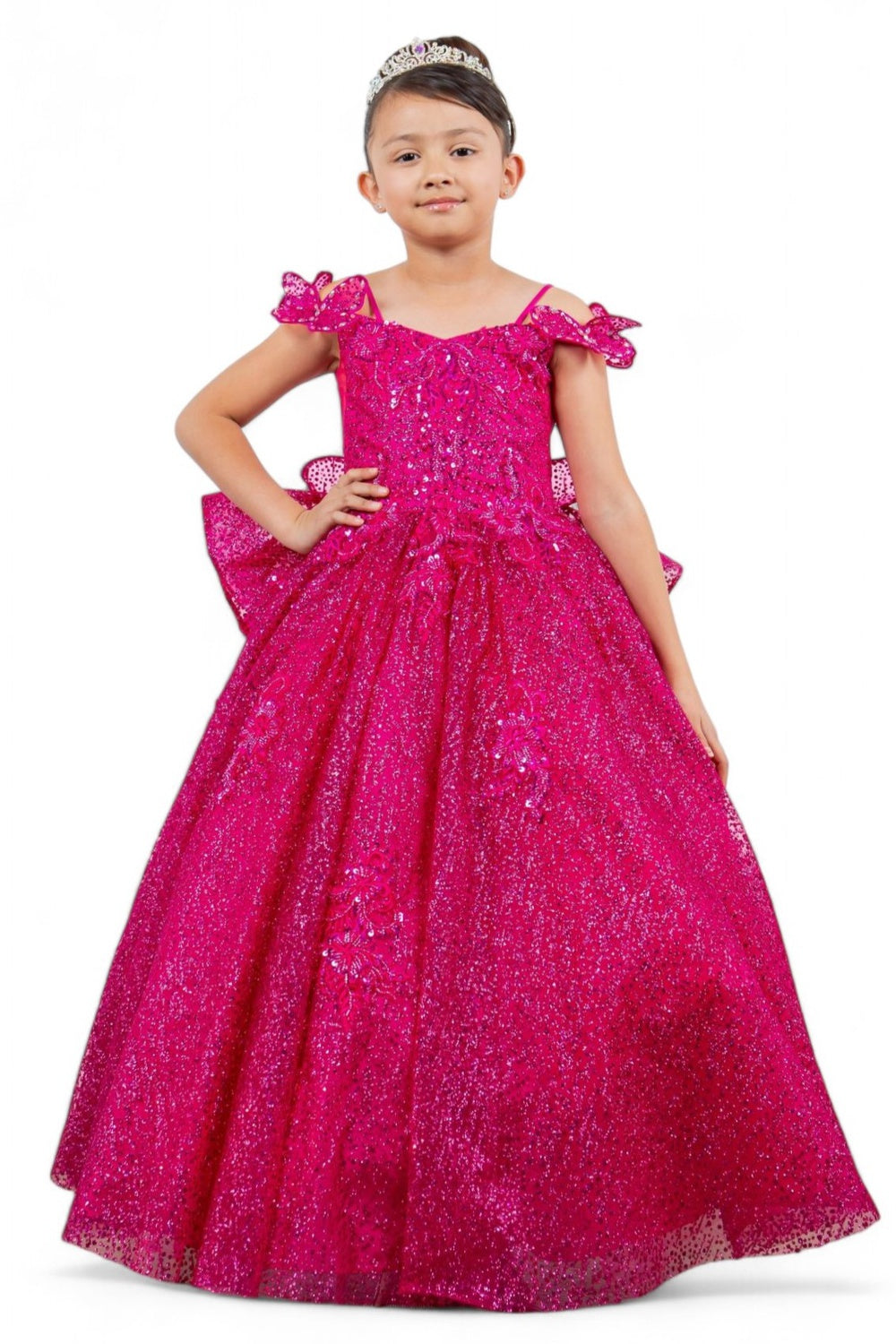 Cinderella Couture 8120 Glitter 3D Applique Flower Girl Dress