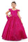 Flower Girl Dresses Glitter 3D Applique Flower Girl Dress Fushia
