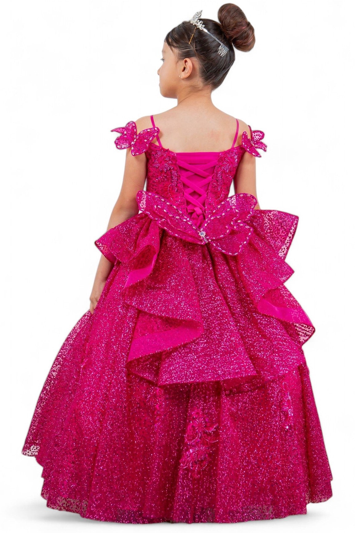 Cinderella Couture 8120 Glitter 3D Applique Flower Girl Dress