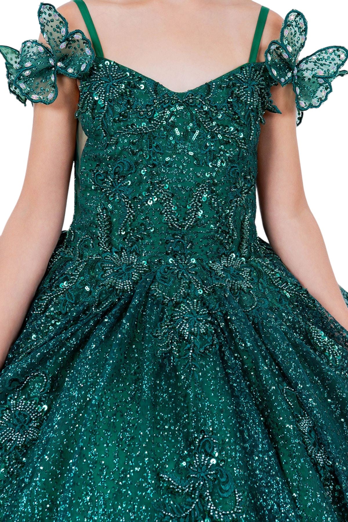 Cinderella Couture 8120 Glitter 3D Applique Flower Girl Dress