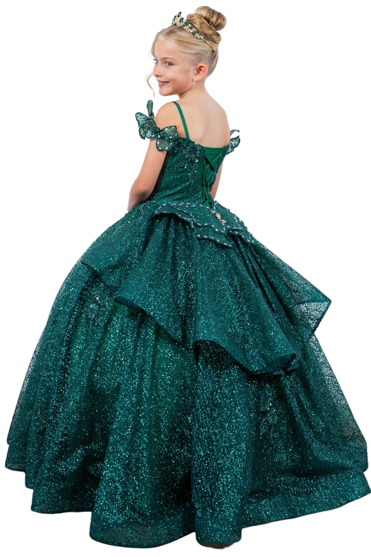 Cinderella Couture 8120 Glitter 3D Applique Flower Girl Dress