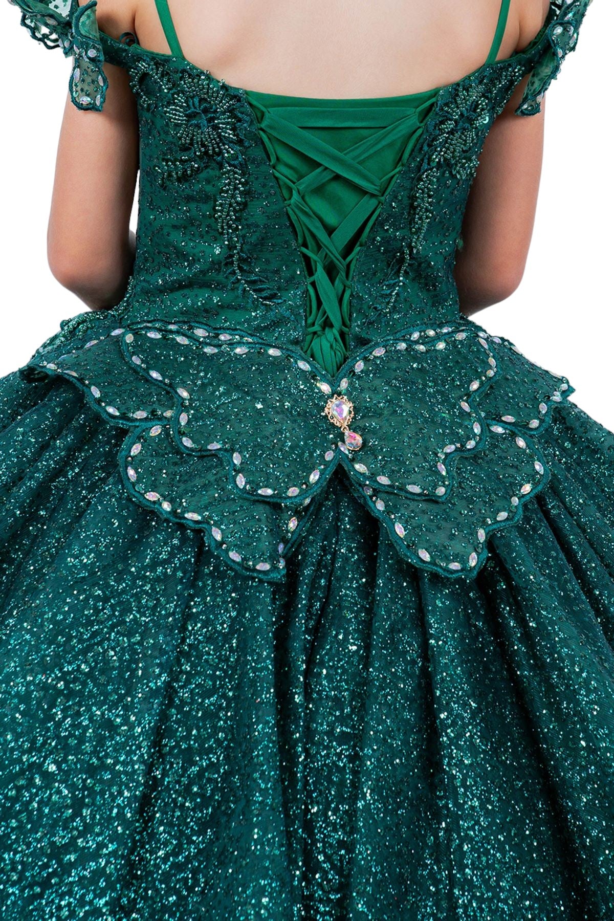 Cinderella Couture 8120 Glitter 3D Applique Flower Girl Dress
