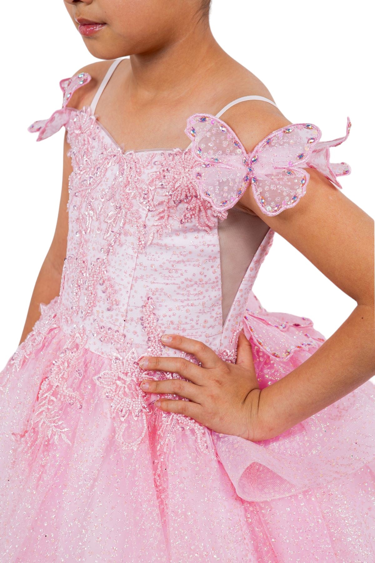 Cinderella Couture 8120 Glitter 3D Applique Flower Girl Dress