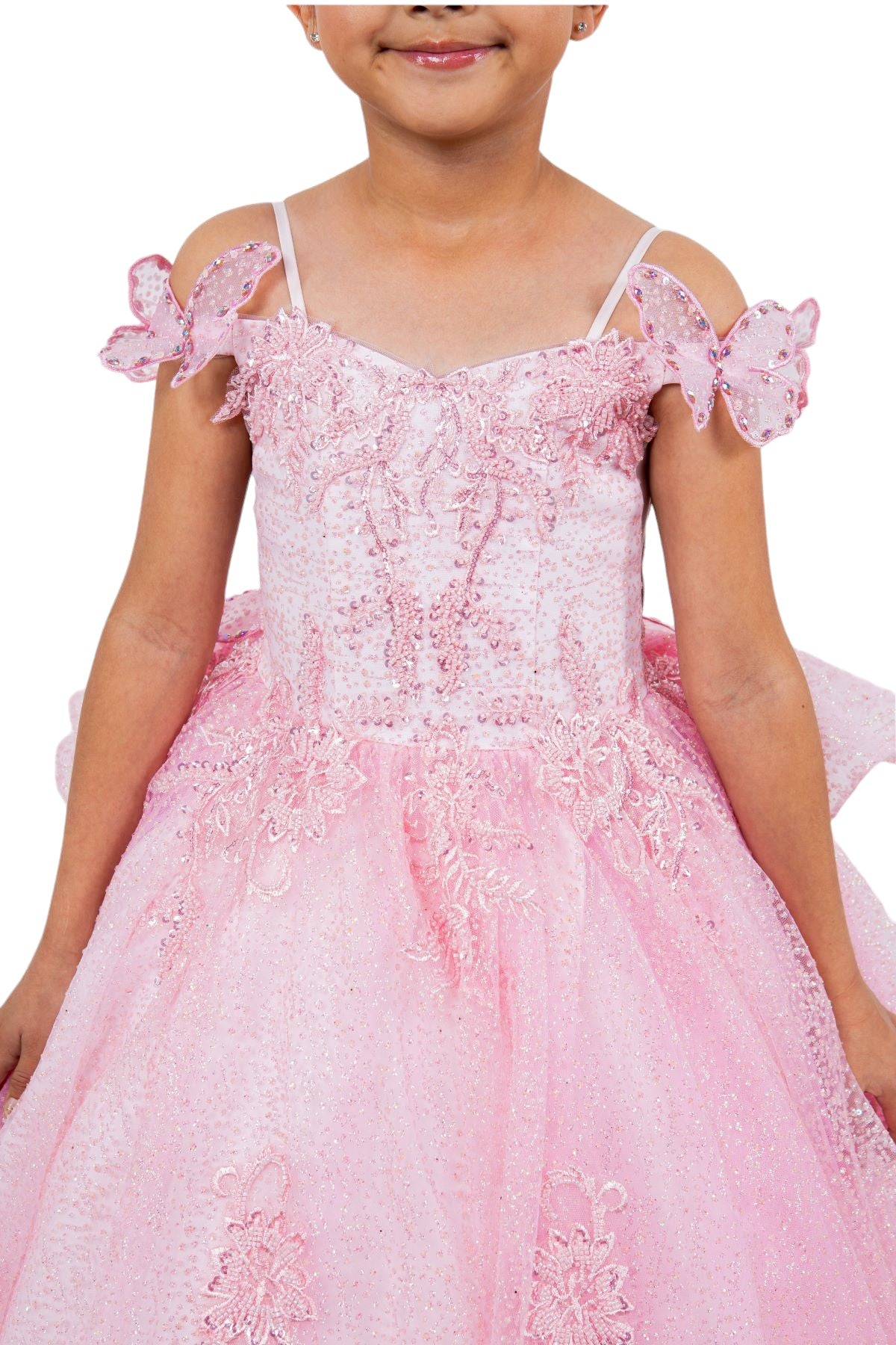 Cinderella Couture 8120 Glitter 3D Applique Flower Girl Dress