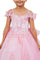 Flower Girl Dresses Glitter 3D Applique Flower Girl Dress Pink