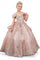Flower Girl Dresses Glitter 3D Applique Flower Girl Dress Rose Gold