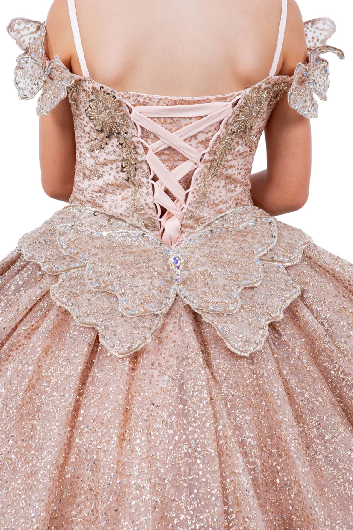 Cinderella Couture 8120 Glitter 3D Applique Flower Girl Dress