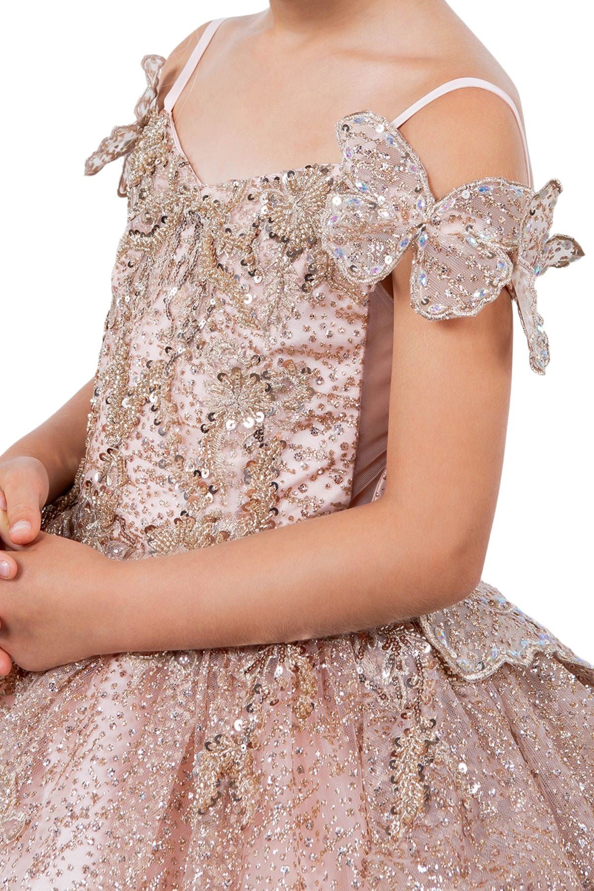 Cinderella Couture 8120 Glitter 3D Applique Flower Girl Dress