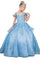 Flower Girl Dresses Glitter 3D Applique Flower Girl Dress Blue