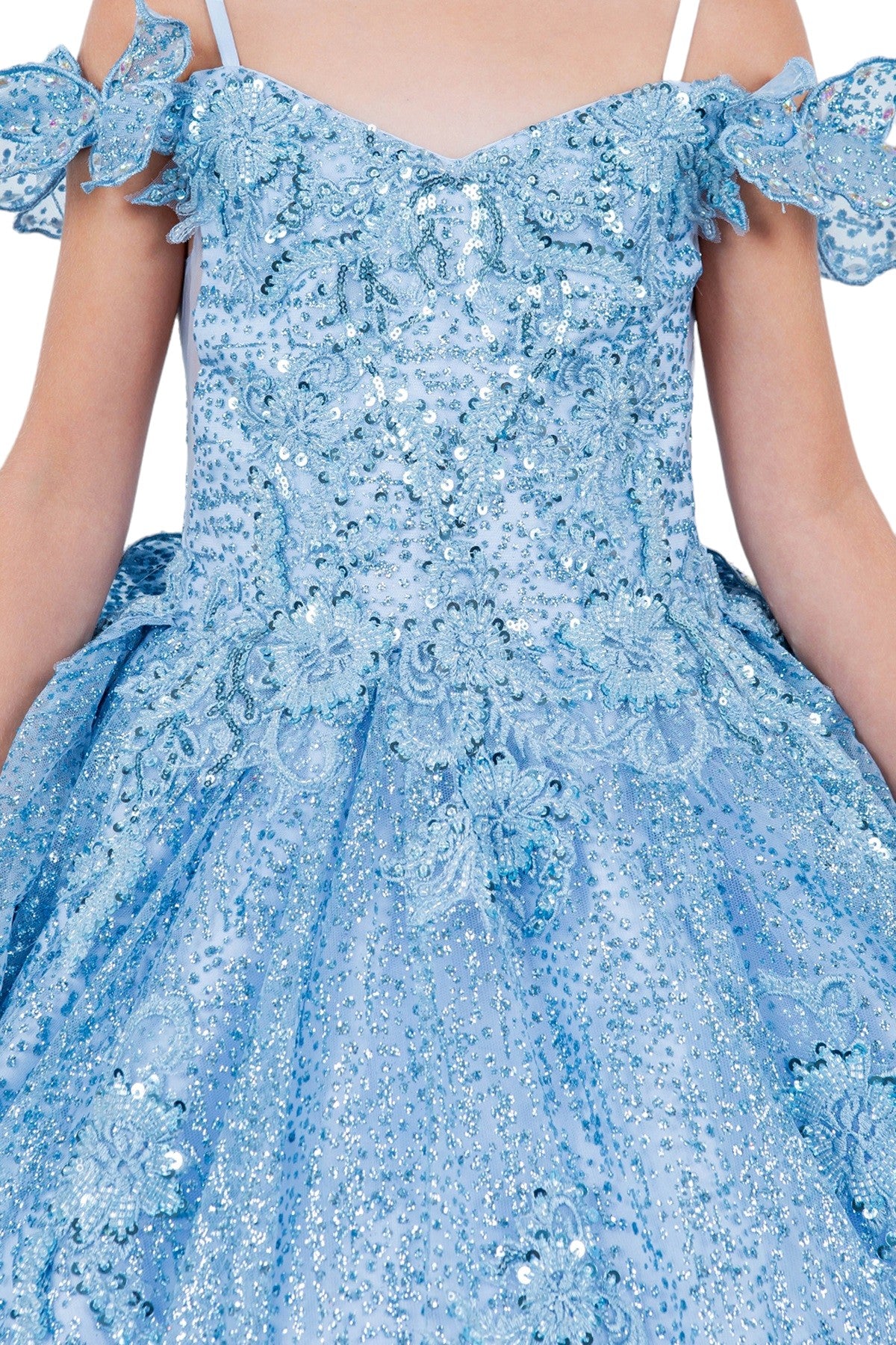Cinderella Couture 8120 Glitter 3D Applique Flower Girl Dress