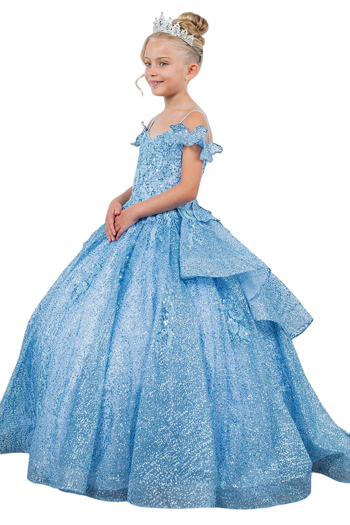 Cinderella Couture 8120 Glitter 3D Applique Flower Girl Dress