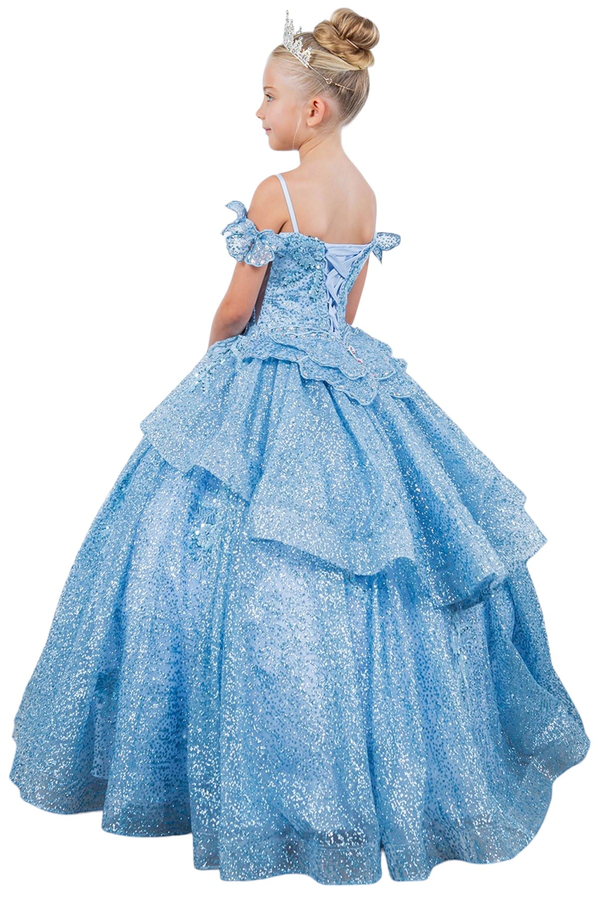 Cinderella Couture 8120 Glitter 3D Applique Flower Girl Dress