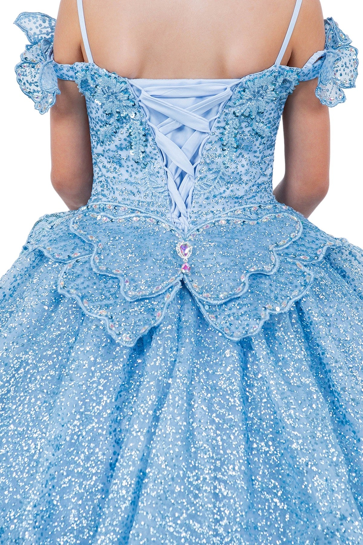 Cinderella Couture 8120 Glitter 3D Applique Flower Girl Dress