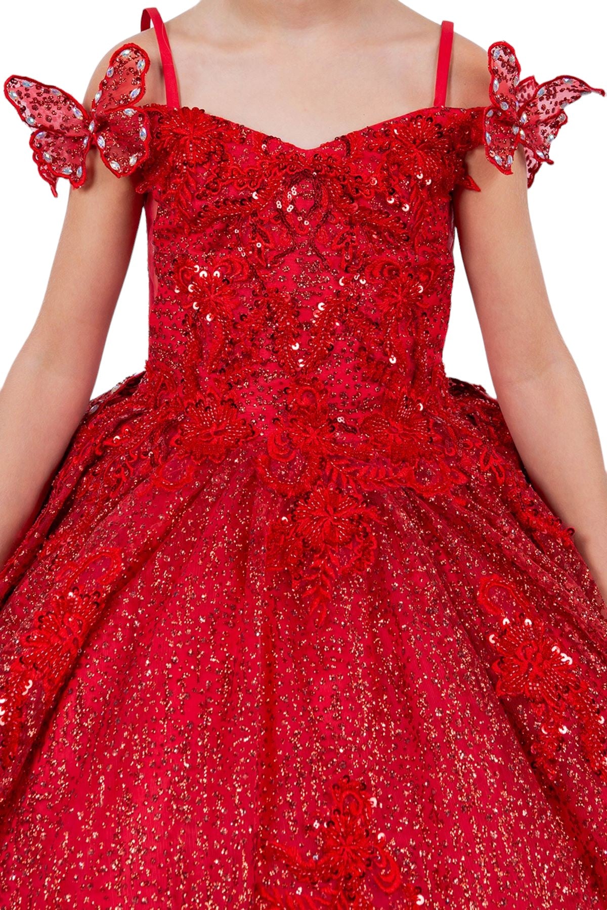 Cinderella Couture 8120 Glitter 3D Applique Flower Girl Dress