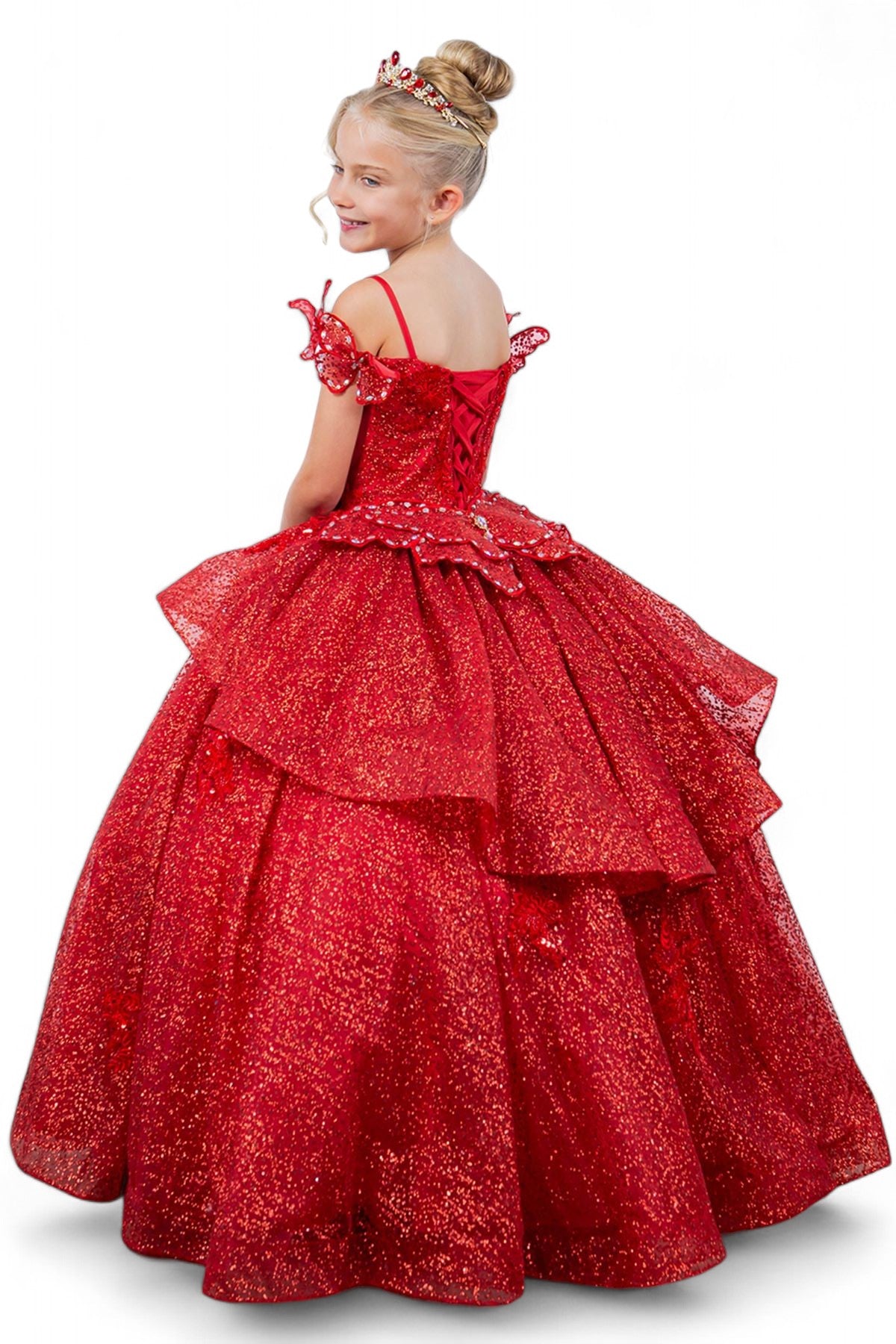 Cinderella Couture 8120 Glitter 3D Applique Flower Girl Dress
