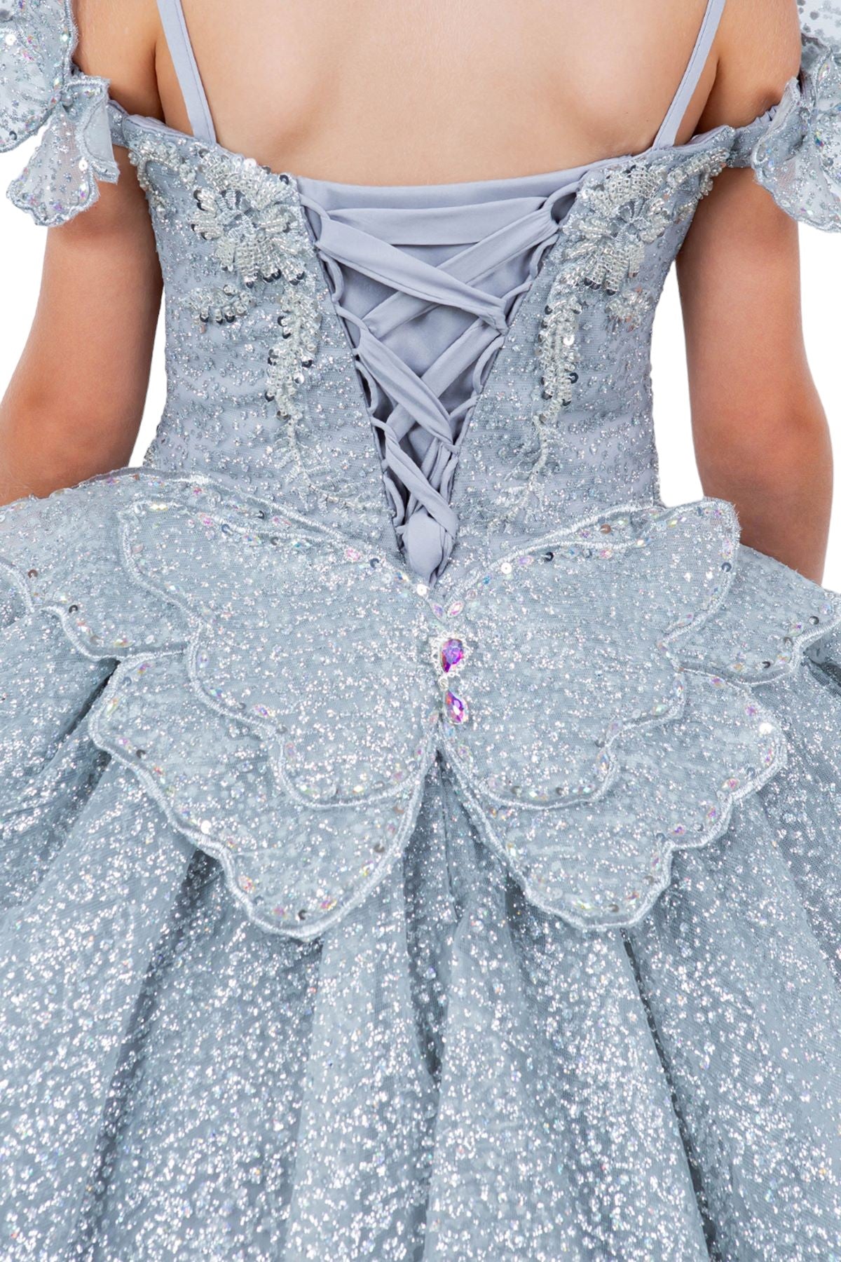 Cinderella Couture 8120 Glitter 3D Applique Flower Girl Dress