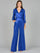 Jumpsuit Long Formal Metallic Jumpsuit Blue