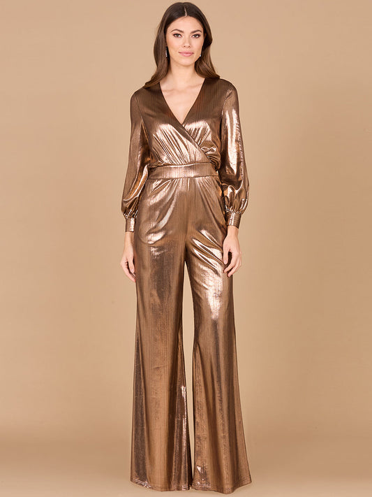 Jumpsuit Long Formal Metallic Jumpsuit Bronze