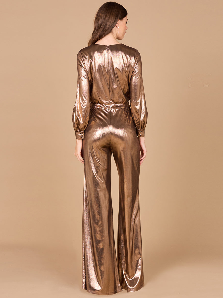 Jumpsuit Long Formal Metallic Jumpsuit Bronze