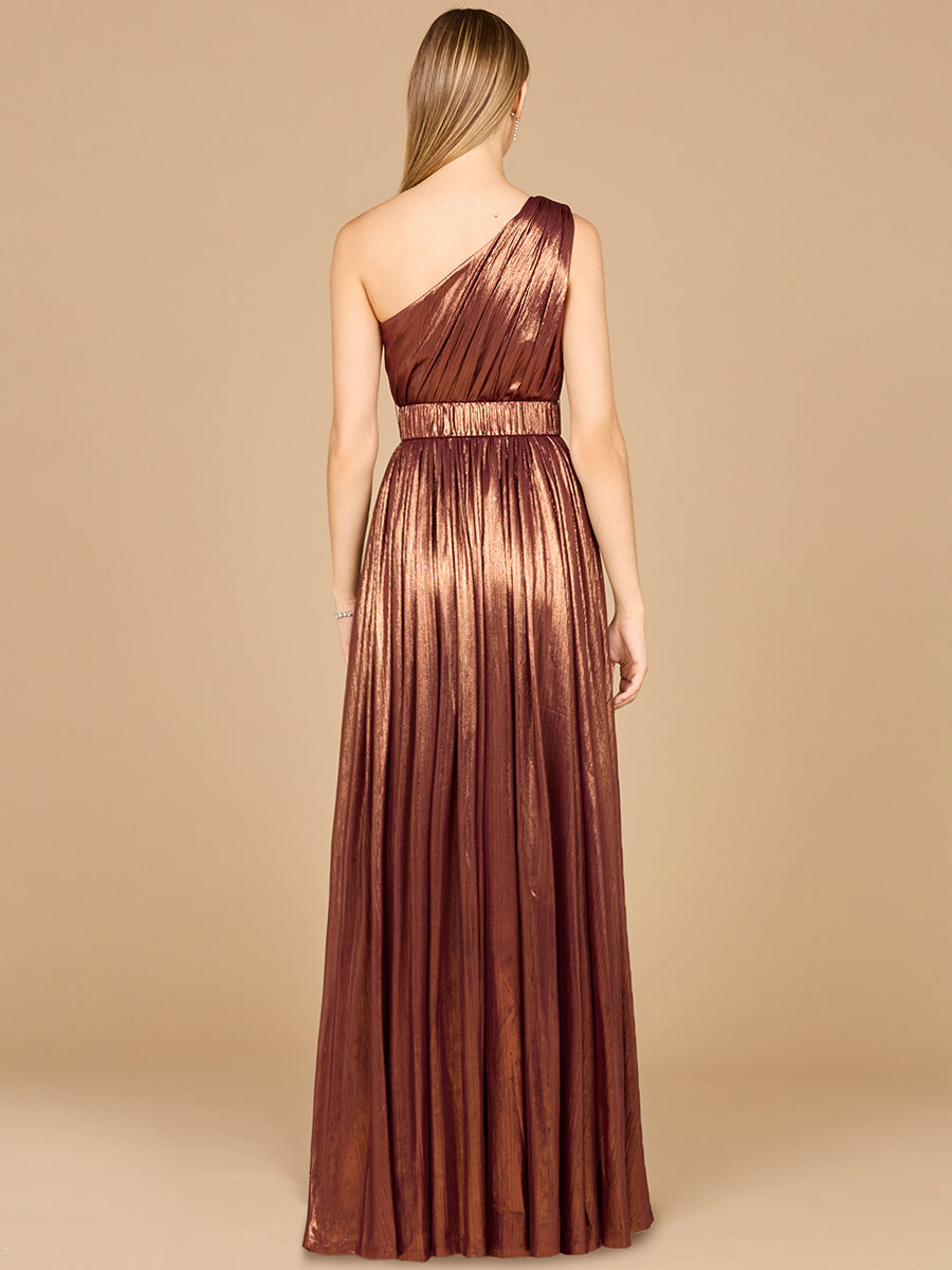 Lara Dresses 8122 Long Formal A Line Metallic Prom Dress