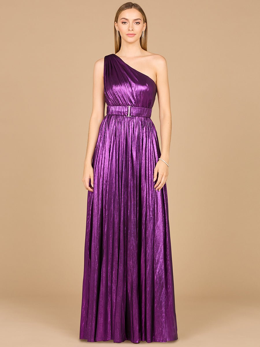 Lara Dresses 8122 Long Formal A Line Metallic Prom Dress