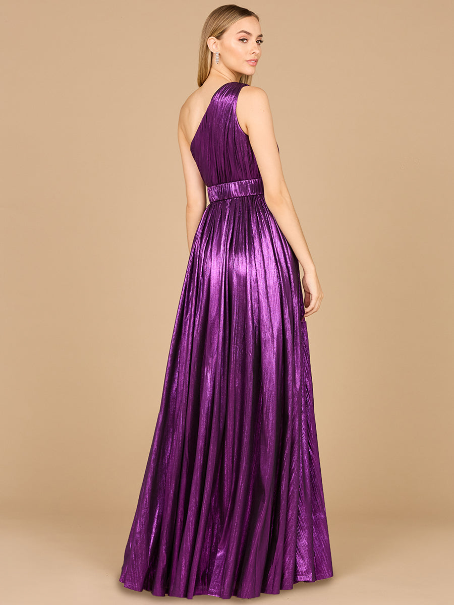 Lara Dresses 8122 Long Formal A Line Metallic Prom Dress