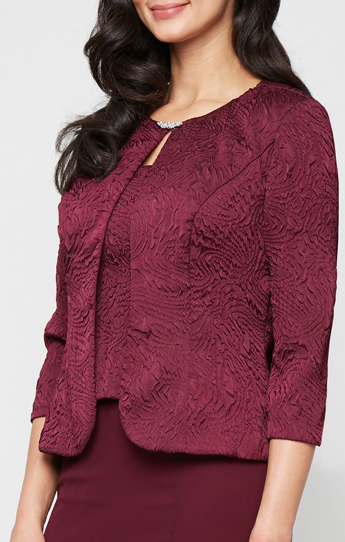 Mother of the Bride Dresses Tea Length Mother of the Bride Cocktail Jacket Dress Wine