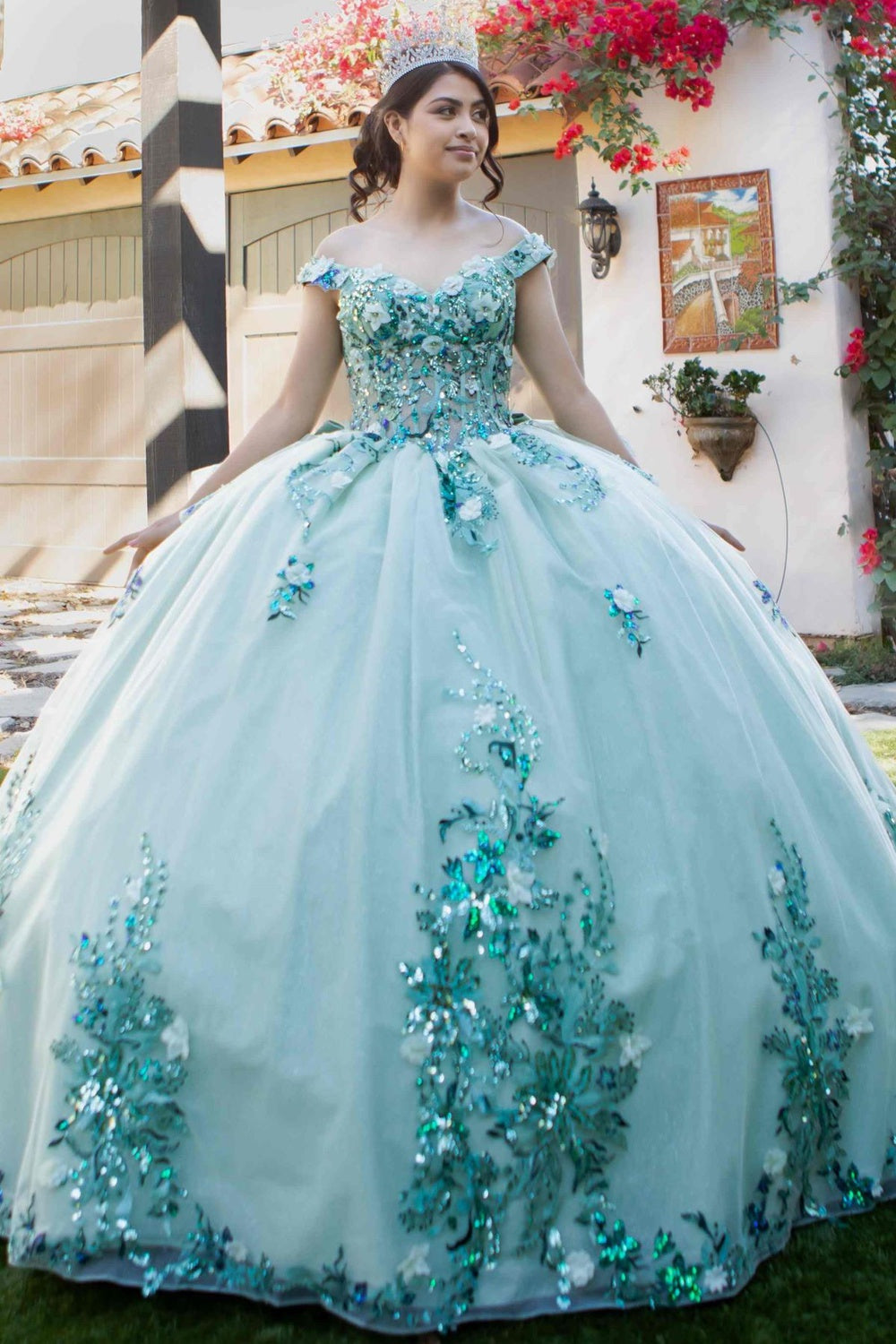Quinceniera Dresses Long Corset Ball Gown Quinceanera Dress Sage