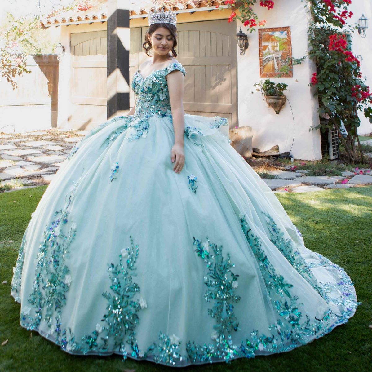 Quinceniera Dresses Long Corset Ball Gown Quinceanera Dress Sage