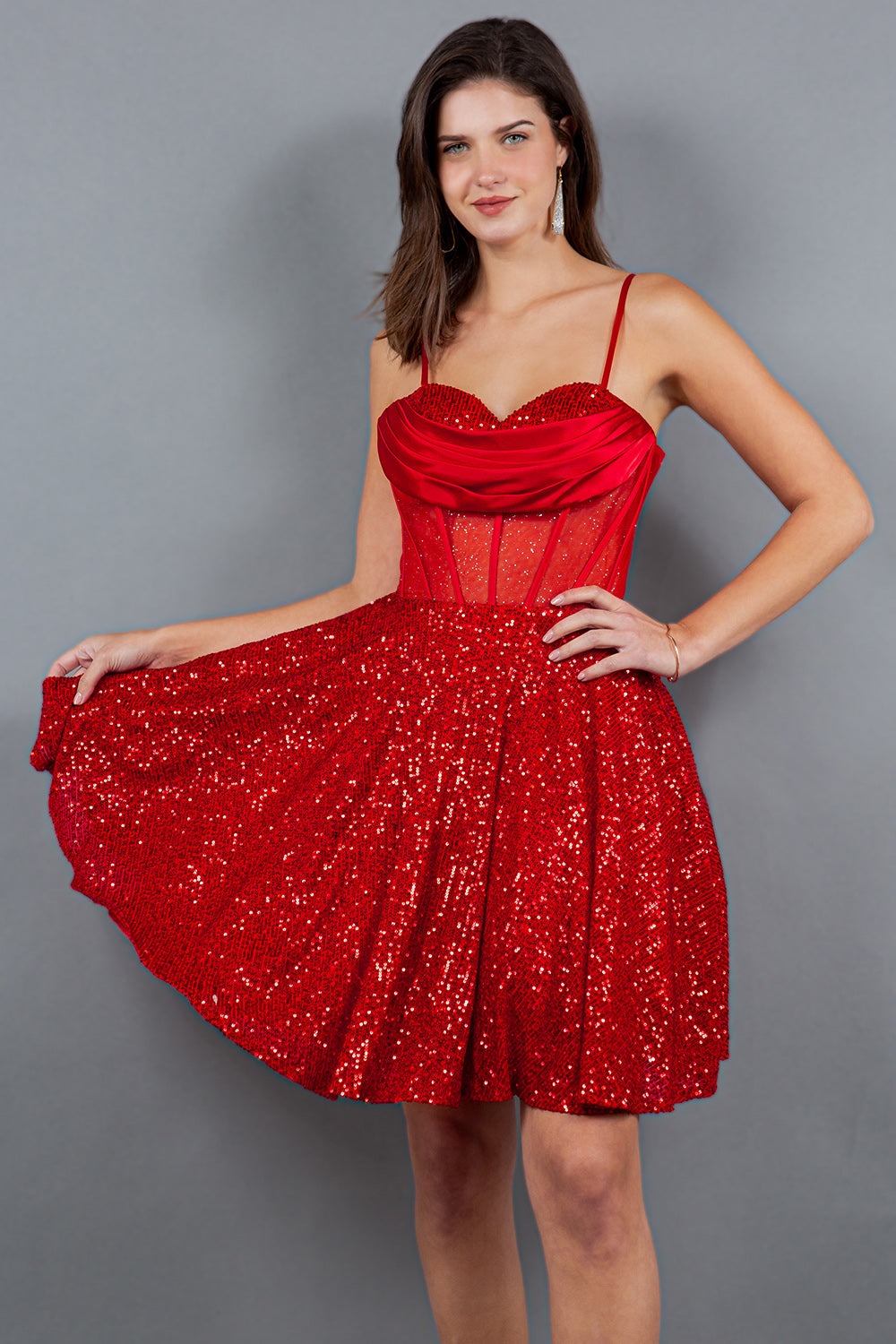 Cocktail Dresses Mini Corset Short Homecoming Cocktail Dress Cinderella Couture 8126J Red