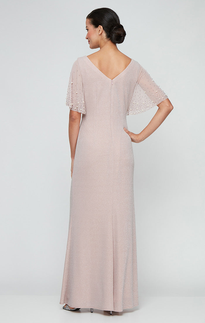 Alex Evenings 8227771 Metallic Long Mother of the Bride Petite Formal Dress