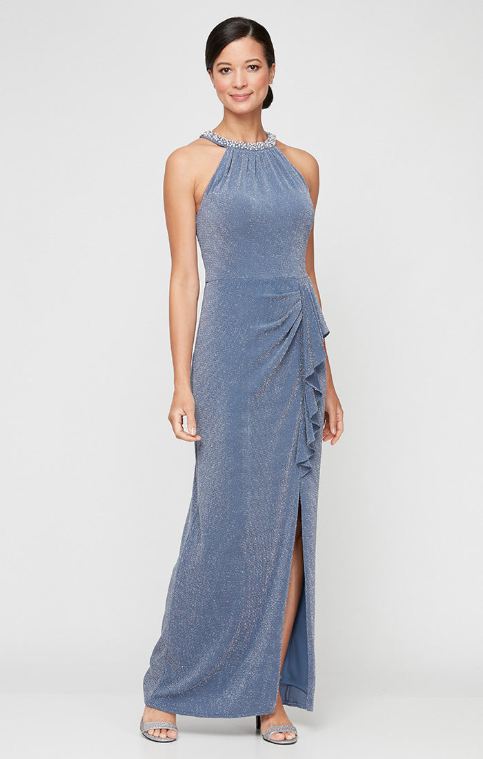 Alex Evenings 8127853 Long Formal Metallic Evening Dress