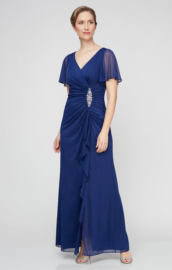 Alex Evenings 81321004 Ruffle Mother of the Bride Formal Long Dress
