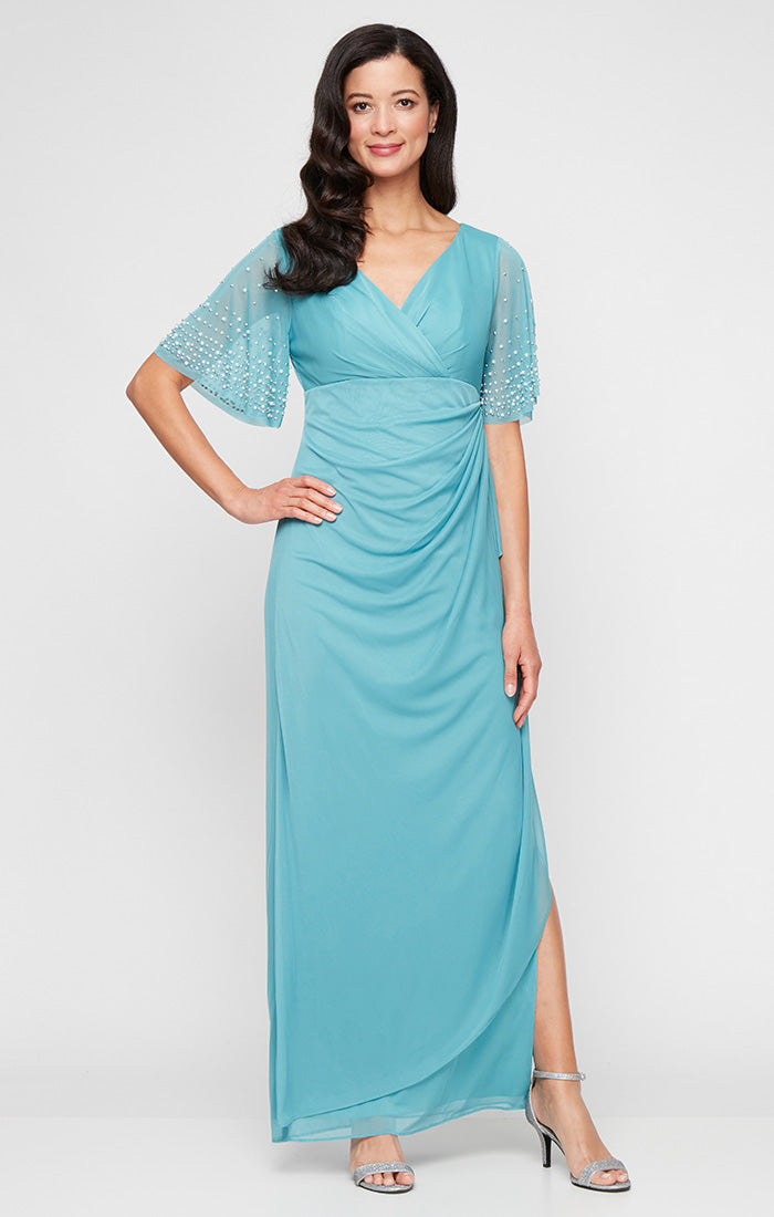 Alex Evenings 81321016 Beaded Long Formal Ruffle Evening Dress