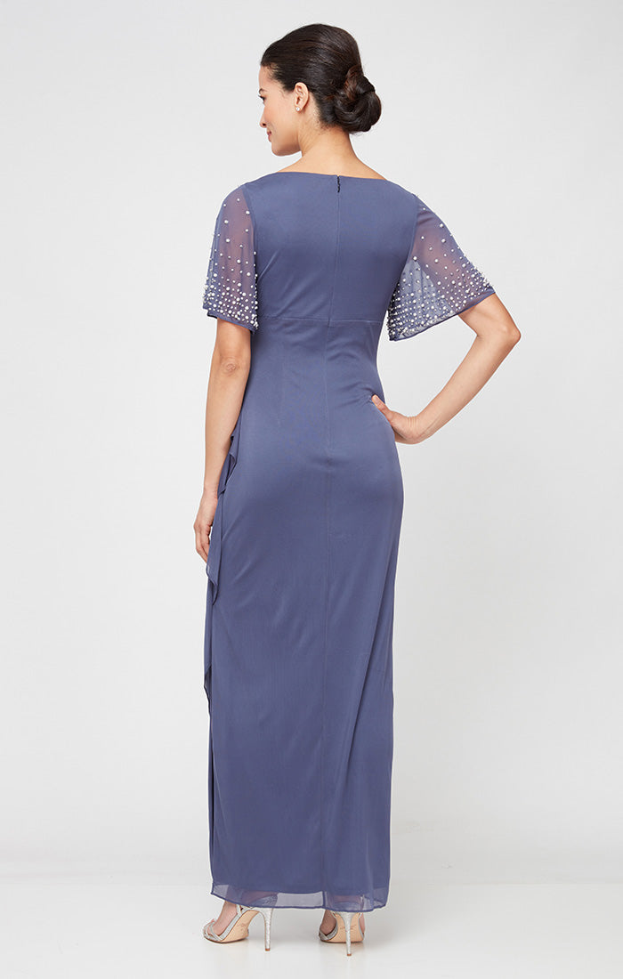 Formal Dresses Beaded Long Formal Ruffle Evening Dress Violet